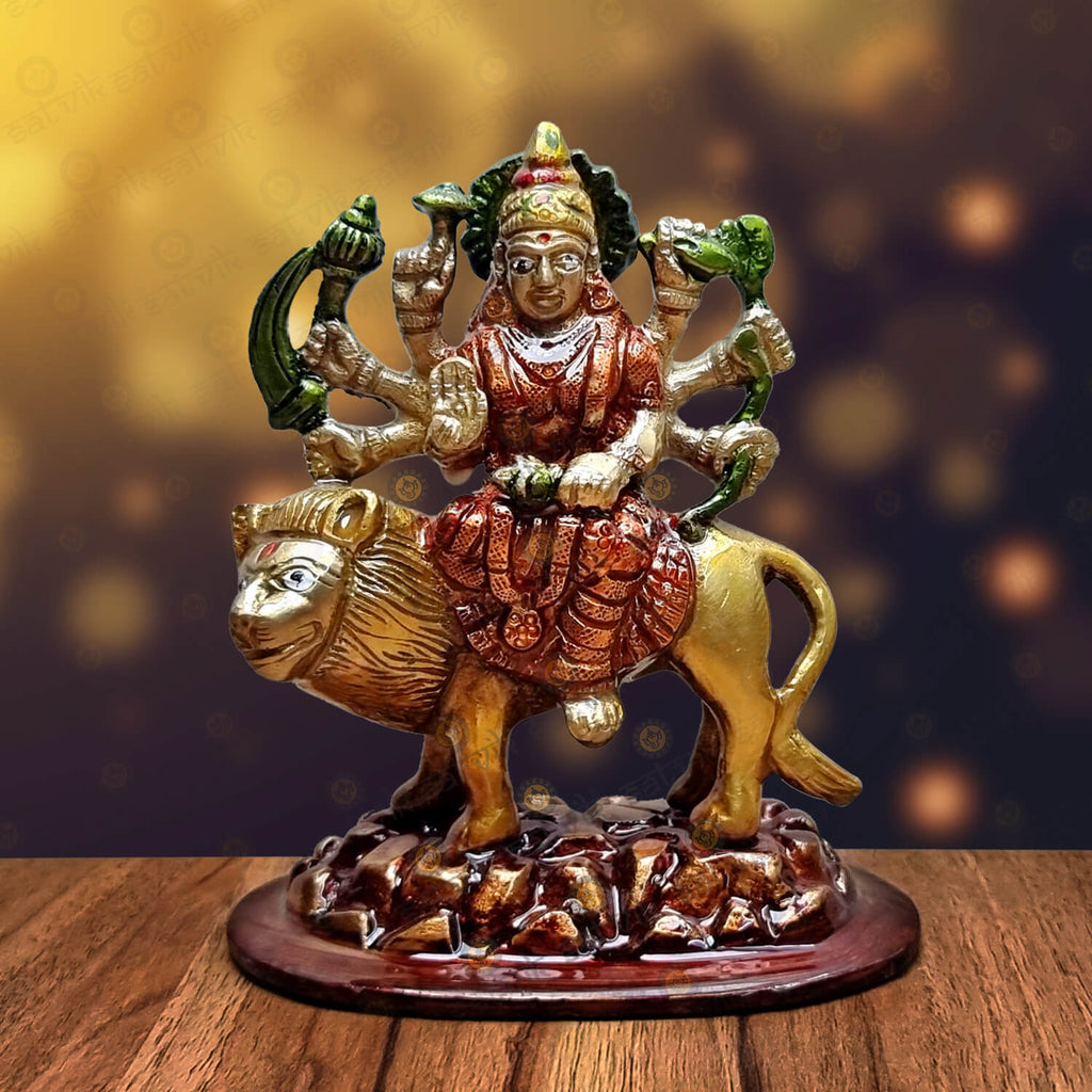 Brass Sherawali Maa Idol Puja Store Online Pooja Items Online Puja Samagri Pooja Store near me www.satvikstore.in