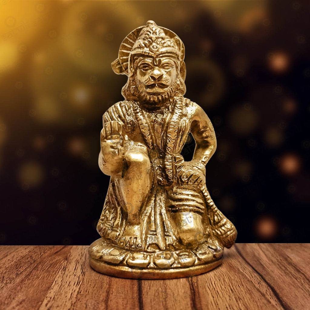 Brass Sitting Hanuman Statue Puja Store Online Pooja Items Online Puja Samagri Pooja Store near me www.satvikstore.in