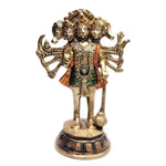 10.2 Inch Handcrafts Brass Panchmukhi Hanuman Standing Statue