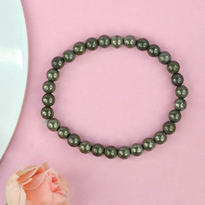 Authentic Pyrite Crystal Bracelet for Reiki Healing with 6mm Beads for Protection and Prosperity. India’s Largest Pooja Accessories Brand – www.satvikstore.in