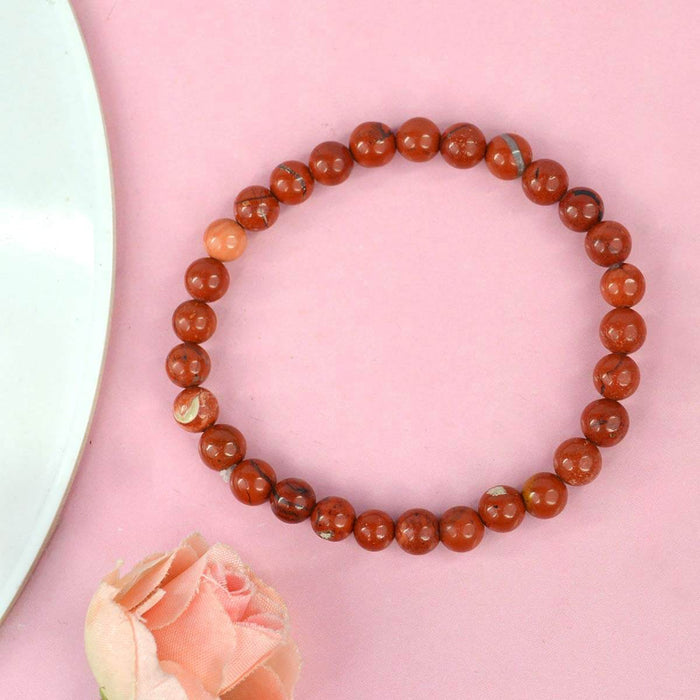Authentic Red Jasper Crystal Bracelet for Reiki Healing with 8mm Beads for Strength and Stability. India’s Largest Pooja Accessories Brand – www.satvikstore.in
