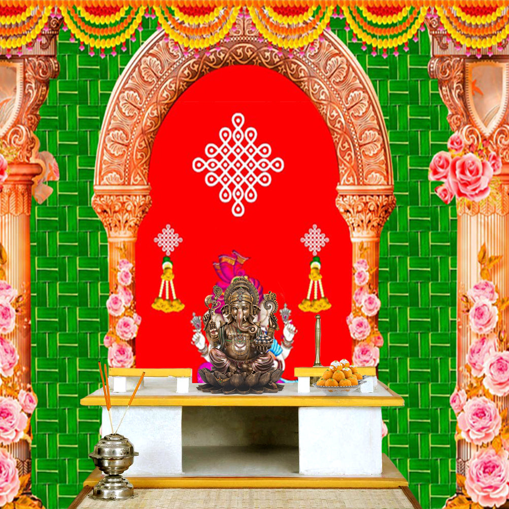 Buy Ganesha Festival Backdrop / Ganpati Banner With Modak Packet Online in  India - Etsy
