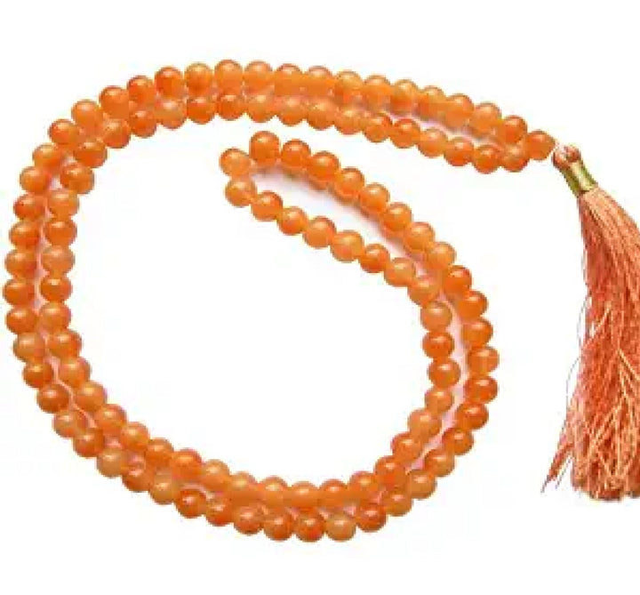 Agate Hakik Mala (Orange Carnelian) – A Spiritual Meditation Mala for Confidence, Creativity, and Sacral Chakra Activation. India’s Premium Hakik Jap Mala Store - www.satvikstore.in
