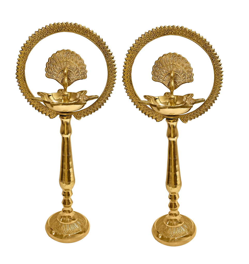 Handicrafts Brass Mor Kiran Standing Diya (12 Inch) Puja Store Online Pooja Items Online Puja Samagri Pooja Store near me www.satvikstore.in